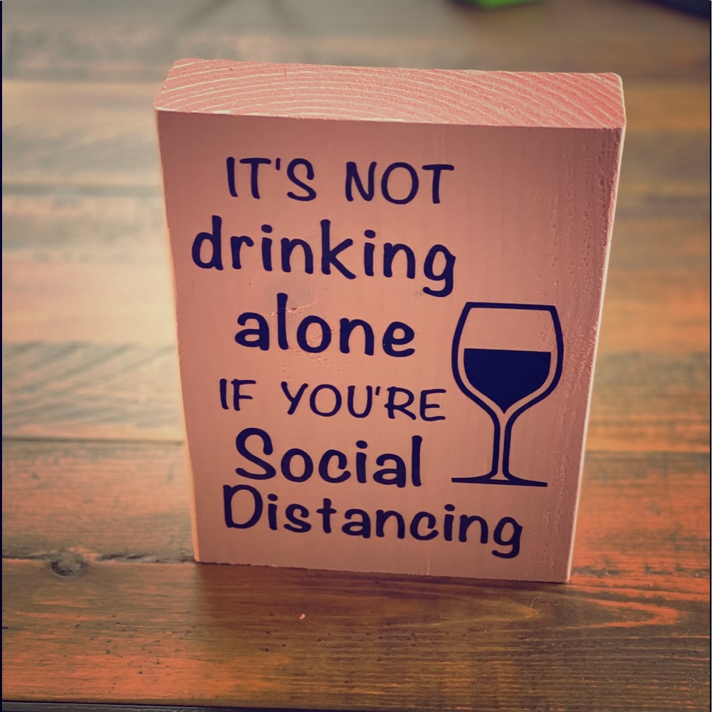 Coral Pastel Social Distancing Wood Block